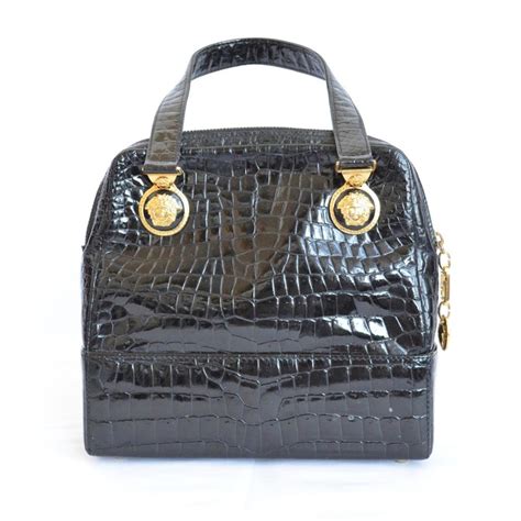 Crocodile handbag Gianni Versace Black in Crocodile 